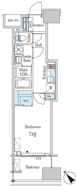 レガシス中目黒(1K/8階)の間取り写真
