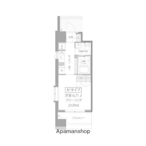 ガーデン蒲田(1K/6階)の間取り写真