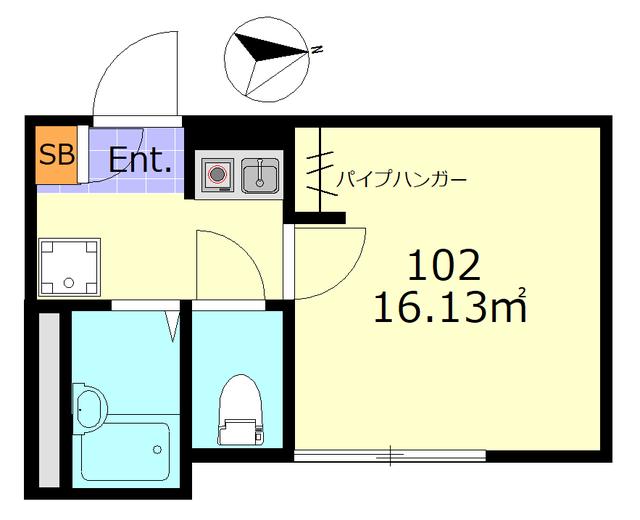 ライスフラワー羽田(1K/1階)の間取り写真