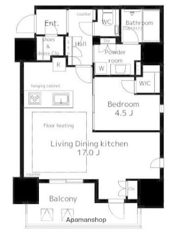 プラウド五反田(1LDK/15階)の間取り写真