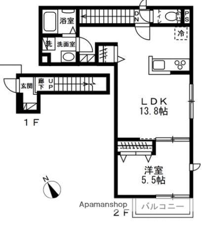 大田区北馬込2丁目新ちくPJ(1LDK/2階)の間取り写真