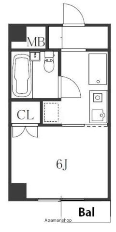 ラ・セゾン・イヴェール(1K/2階)の間取り写真
