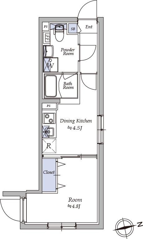 アトリオフラッツ南品川(1DK/2階)の間取り写真