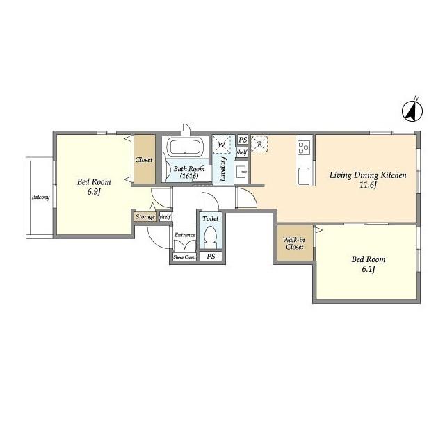 サンセリテ東が丘弐番館(2LDK/2階)の間取り写真