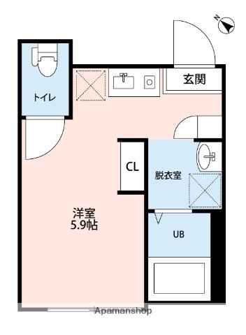 ホワイトパレット品川二葉Ⅰ(1K/2階)の間取り写真