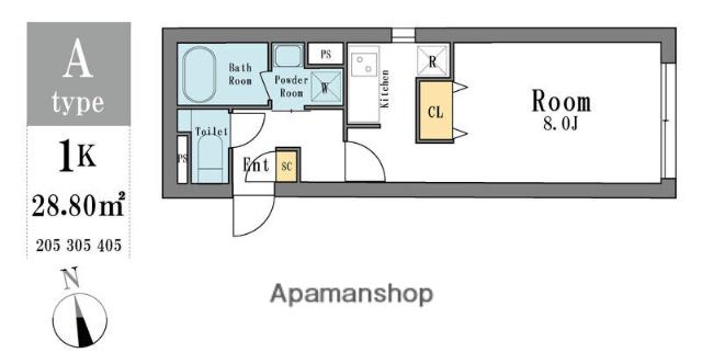 LEGALAND大井町(1K/2階)の間取り写真