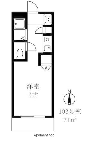 コーポユキ(ワンルーム/1階)の間取り写真