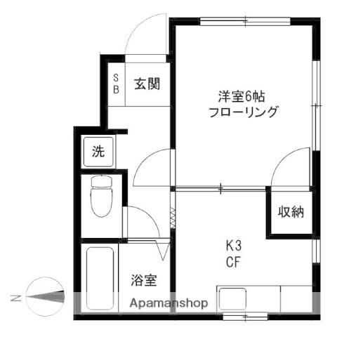 コーポ梅屋敷(1K/1階)の間取り写真