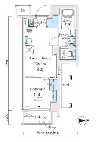 テラス大鳥居エアーズ(1LDK/4階)の間取り写真