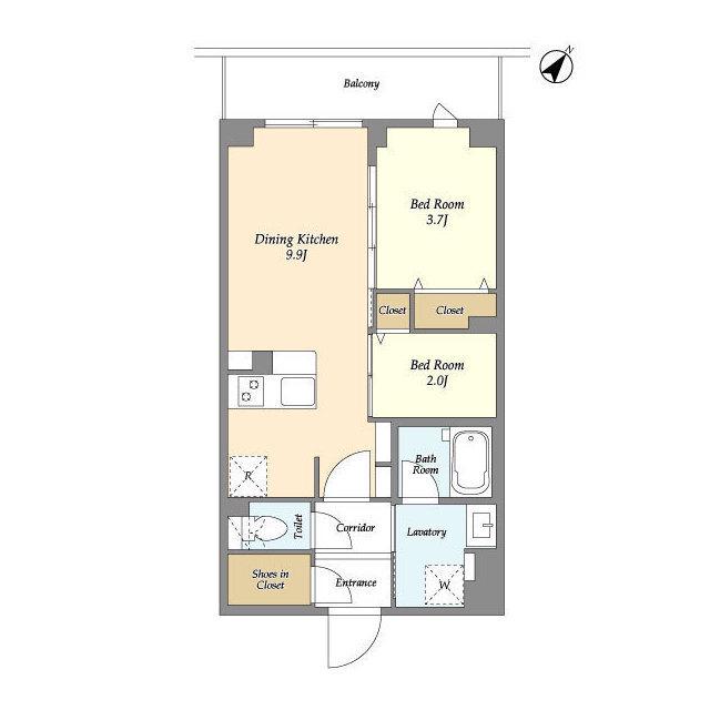 KDXレジデンス田園調布南(2DK/4階)の間取り写真