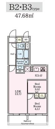 リビオメゾン大岡山(2LDK/2階)の間取り写真