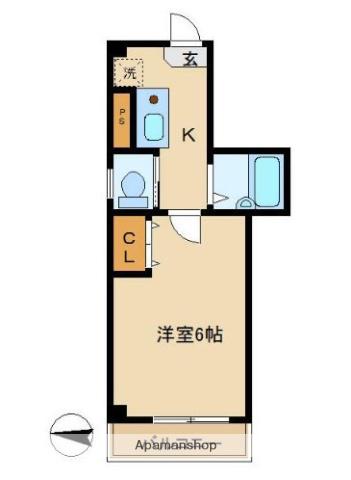 グリーンシャドー(1K/3階)の間取り写真