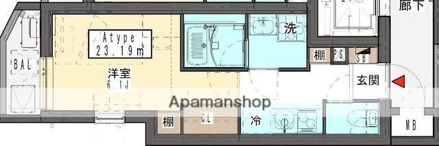 西蒲田YZY(1K/4階)の間取り写真