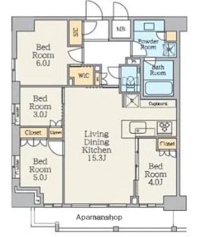 クレストコート池上(4LDK/14階)の間取り写真