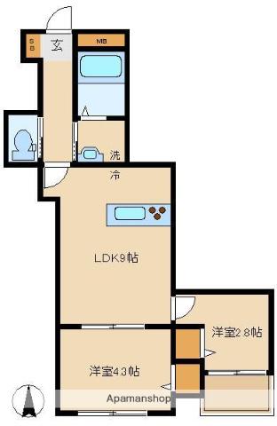 第75シンエイビル(2LDK/1階)の間取り写真