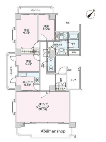 パークハウス多摩川北四番館(3LDK/6階)の間取り写真