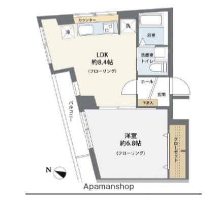 グリーンビュー白金(1LDK/6階)の間取り写真