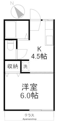 泉ガーデンⅡ(1K/2階)の間取り写真