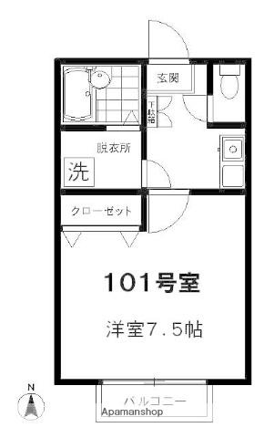 CROSS ROAD(1K/1階)の間取り写真