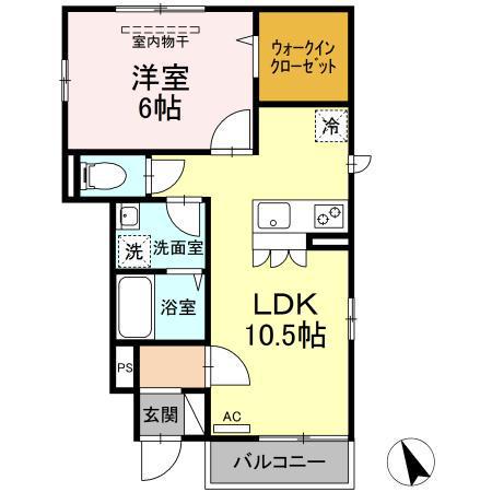 グリーンフラッツ(1LDK/1階)の間取り写真