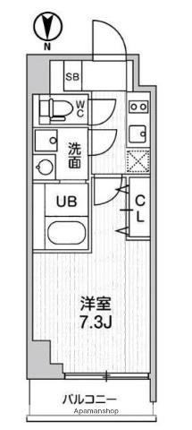 グラシアプレイス大森町(1K/4階)の間取り写真