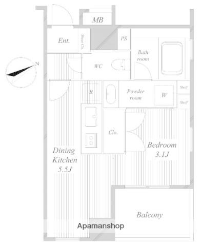 デュオ・スカーラ品川大井(ワンルーム/9階)の間取り写真