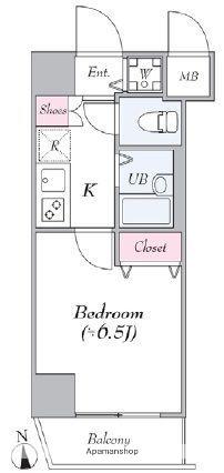 エスコート蒲田(1K/10階)の間取り写真