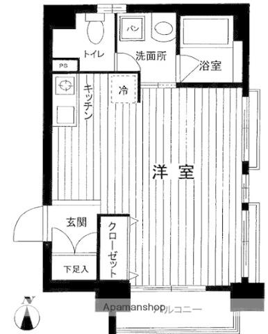御殿山ニューハウジング(ワンルーム/3階)の間取り写真