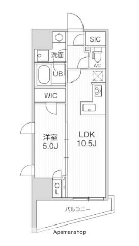 シーズンフラッツ大井町(1LDK/13階)の間取り写真