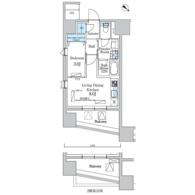 デュオフラッツ池尻大橋(1LDK/6階)の間取り写真