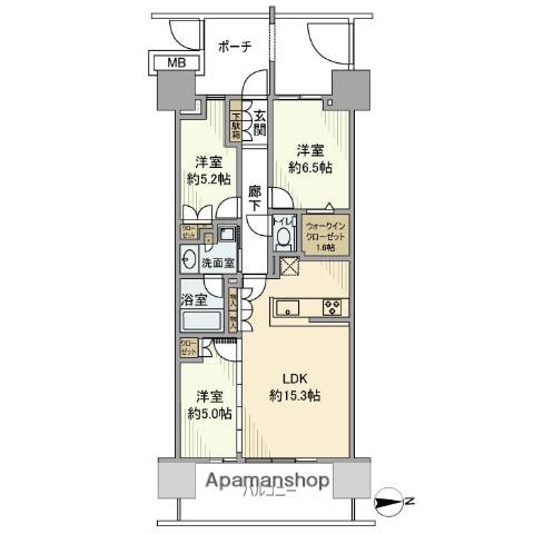 グランドメゾン品川シーサイドの杜(3LDK/15階)の間取り写真