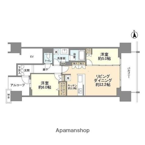 グランドメゾン品川シーサイドの杜(2LDK/15階)の間取り写真