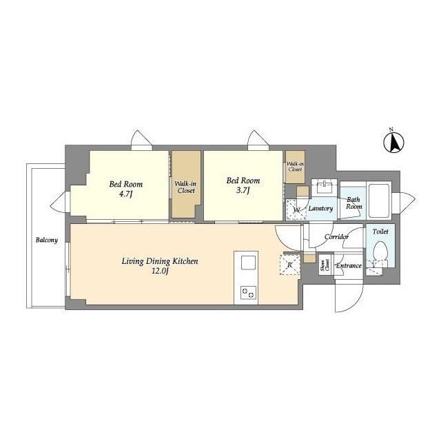 AIFLAT品川戸越パークサイド(2LDK/3階)の間取り写真