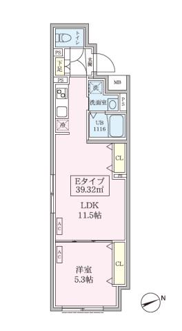スカイコートリュクス品川大崎(1LDK/1階)の間取り写真