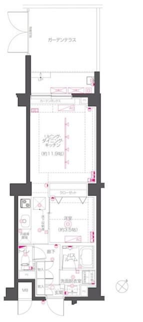ZOOM下丸子(1LDK/1階)の間取り写真