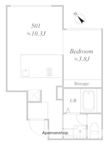 TRIAS495(1LDK/5階)の間取り写真