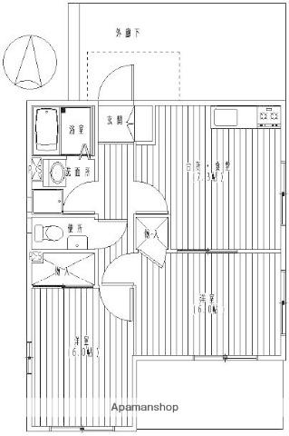 メゾンエヴァース(2DK/1階)の間取り写真