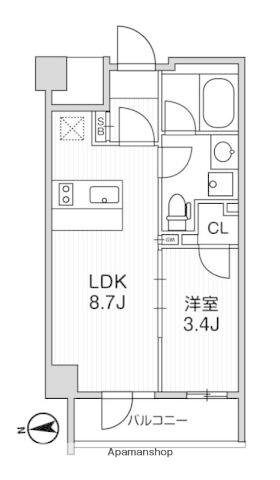 LIGHTHOUSE中馬込(1LDK/2階)の間取り写真