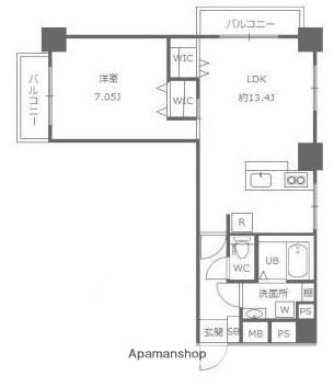 大森ハウス(1LDK/4階)の間取り写真