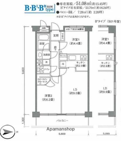 ステラコート(2LDK/3階)の間取り写真