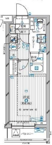 レガリス蒲田(1K/4階)の間取り写真