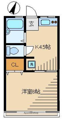 弥生荘(1DK/1階)の間取り写真