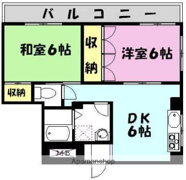 ハイツユキガヤ(2DK/4階)の間取り写真