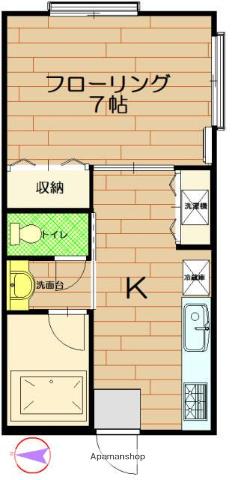 第二竹ノ内コーポ(1K/2階)の間取り写真