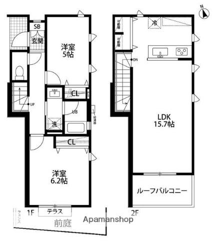 フェリーセ・ドゥーエ(2LDK)の間取り写真
