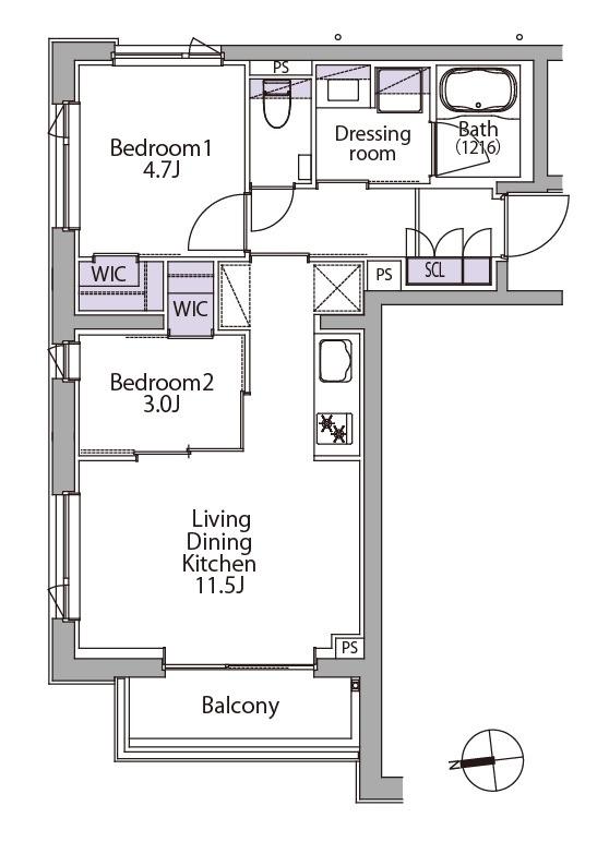 イプセ白金台(2LDK/2階)の間取り写真
