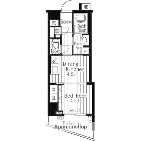 FEEL U 旗の台(1DK/2階)の間取り写真
