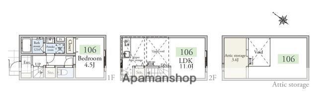 アーベインテラス久が原(1LDK/2階)の間取り写真