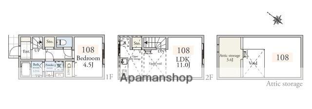 アーベインテラス久が原(1LDK/2階)の間取り写真