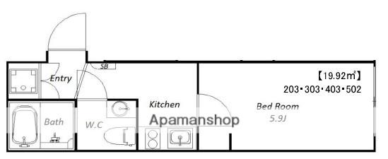 BLUE PALETTE池上(1K/5階)の間取り写真